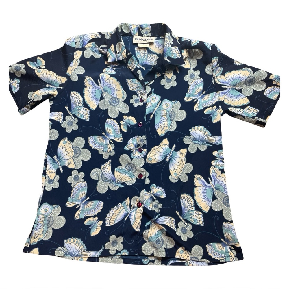 Vintage Unique Butterflies Button-Up Size M